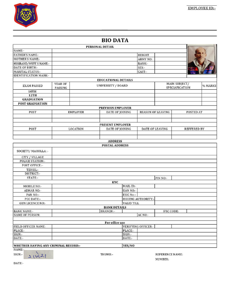 Emp Form | PDF