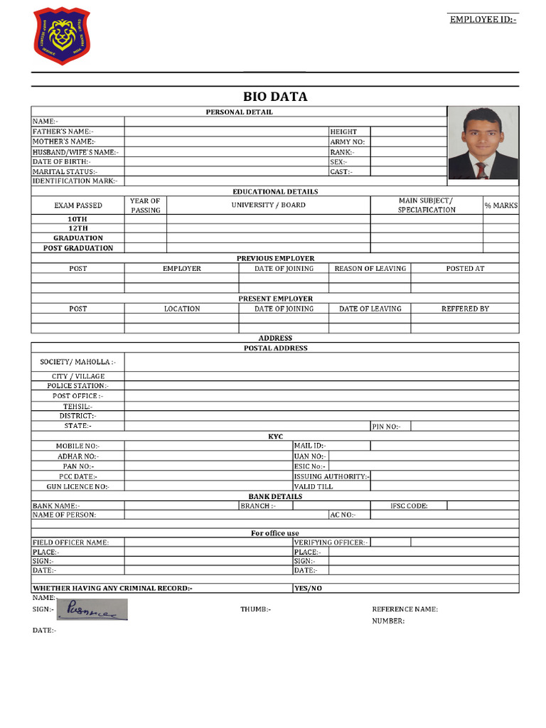 Emp Form | PDF