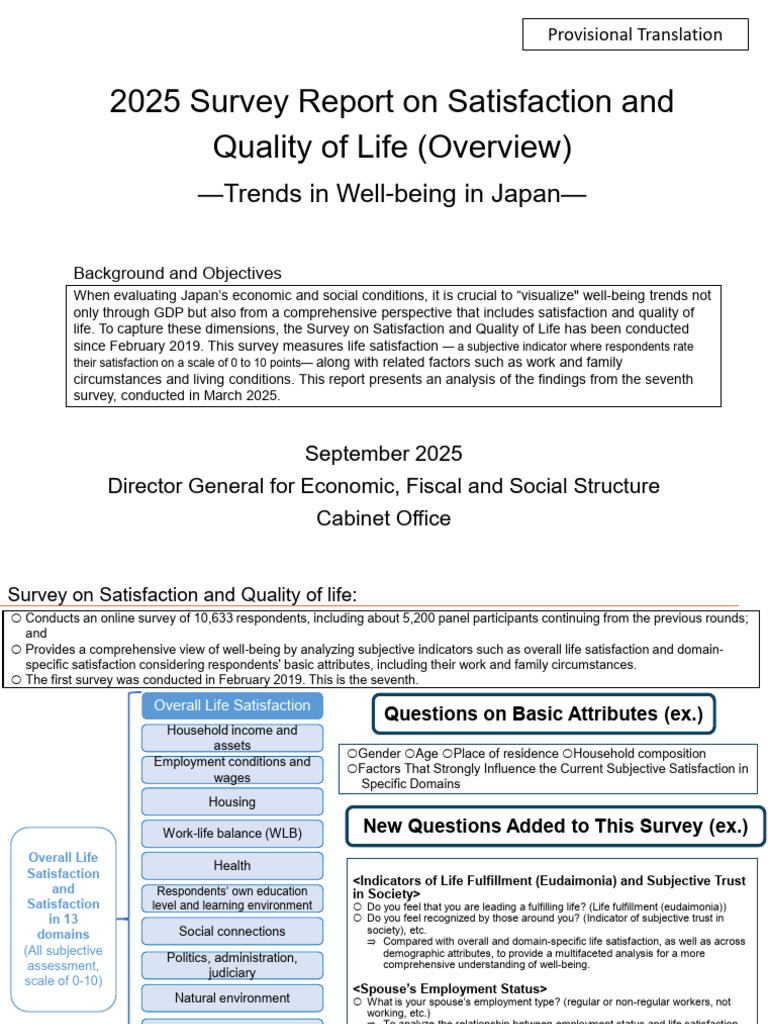 2025 Survey Report On Satisfaction and Quality of Life (Overview) | PDF ...