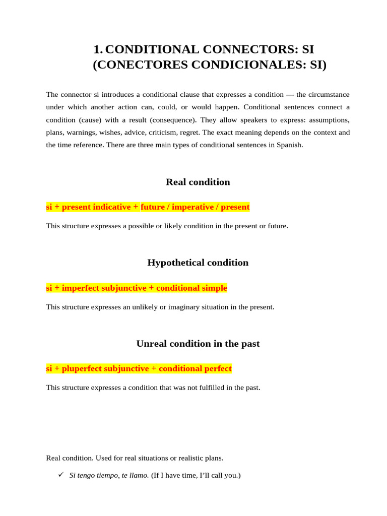 Conditional Connectors | PDF | Linguistics | Grammar