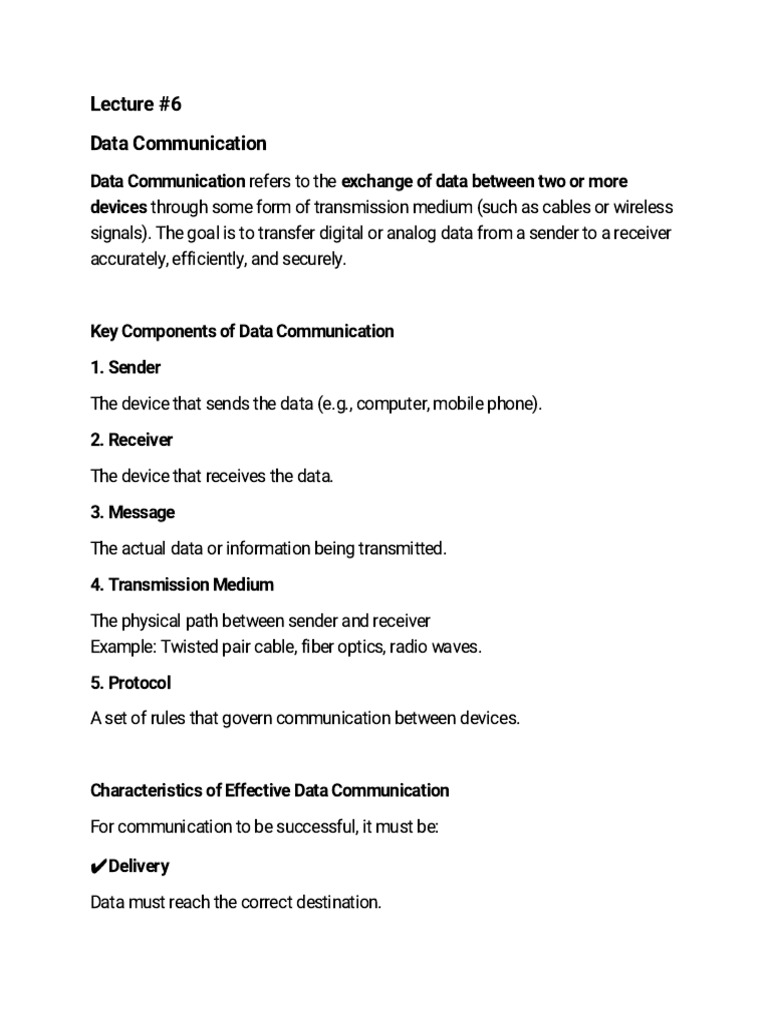 Lecture #6 Data Communication | PDF | Transmission Medium ...