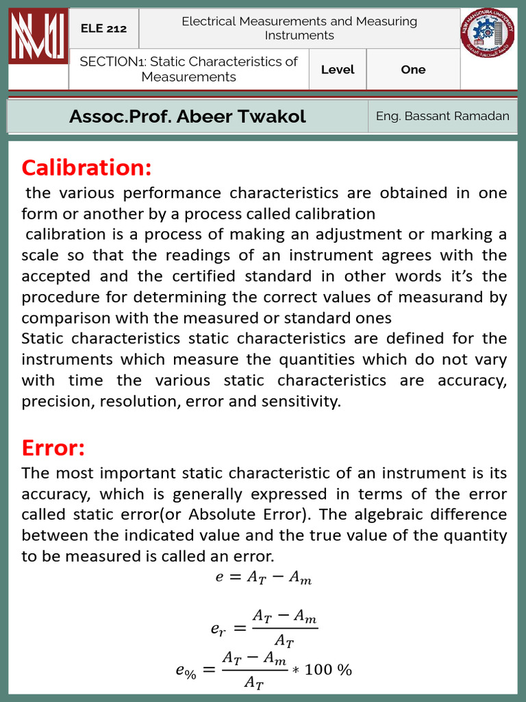 Electrical Measurements ELE212 SEC1 | PDF | Observational Error ...