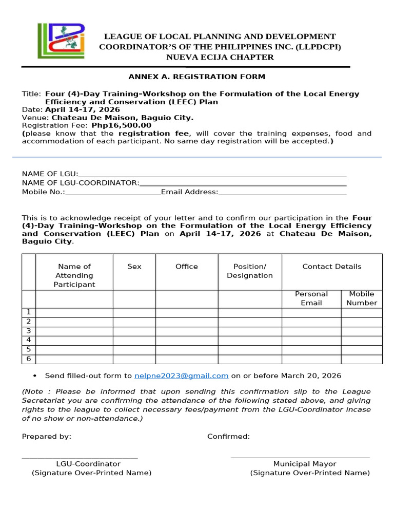 ANNEX A Registration Form DOE | PDF