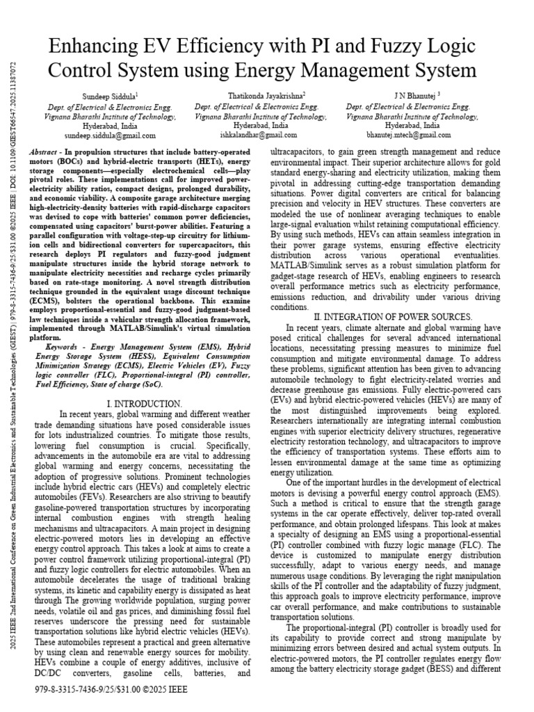 Enhancing EV Efficiency With PI and Fuzzy Logic Control System Using ...