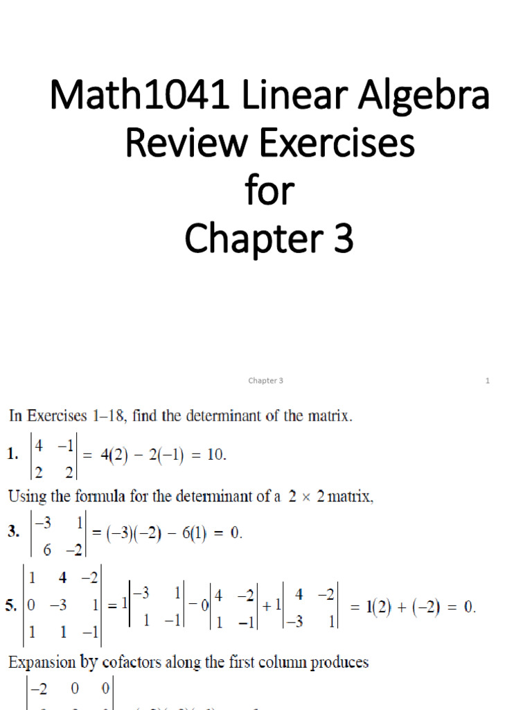 MATH1041 - Review Exercises For Chapter 3 | PDF