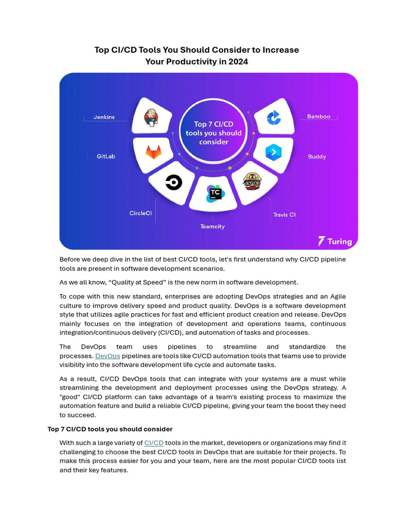 Top CI & CD Tools For Productivity | PDF | Computer Engineering ...