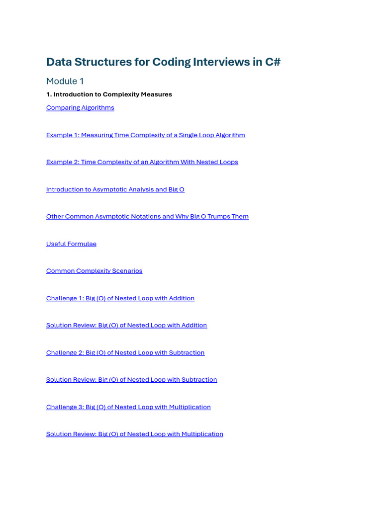 Data Structures For Coding Interviews in CSharp | PDF | Multiplication ...