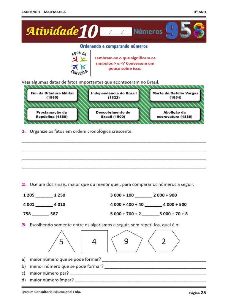Atividade EPV - Caderno1Ativ10 Mat | PDF