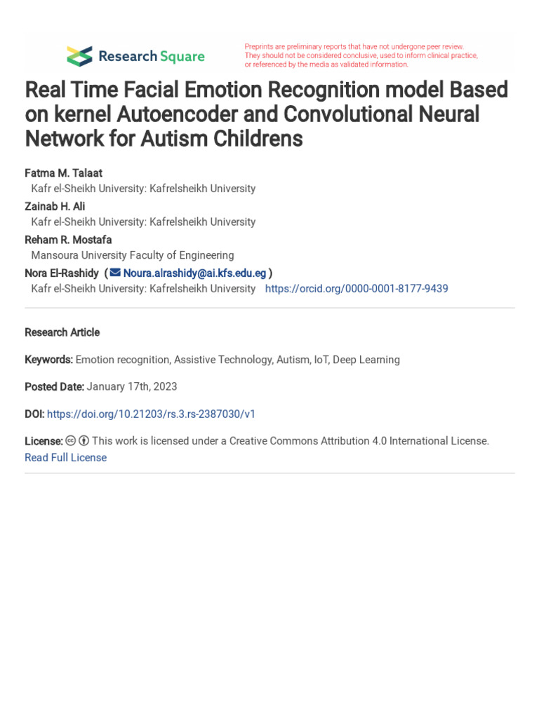 Real Time Facial Emotion Recognition Model Based o | PDF