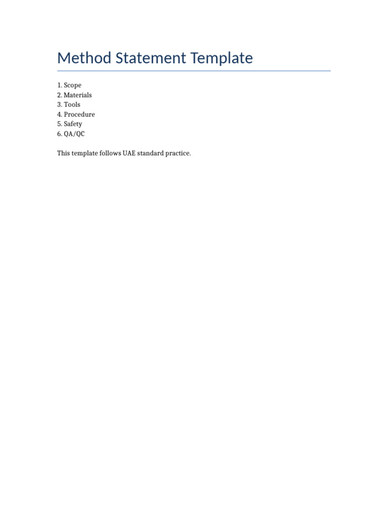 Method Statement Template | PDF
