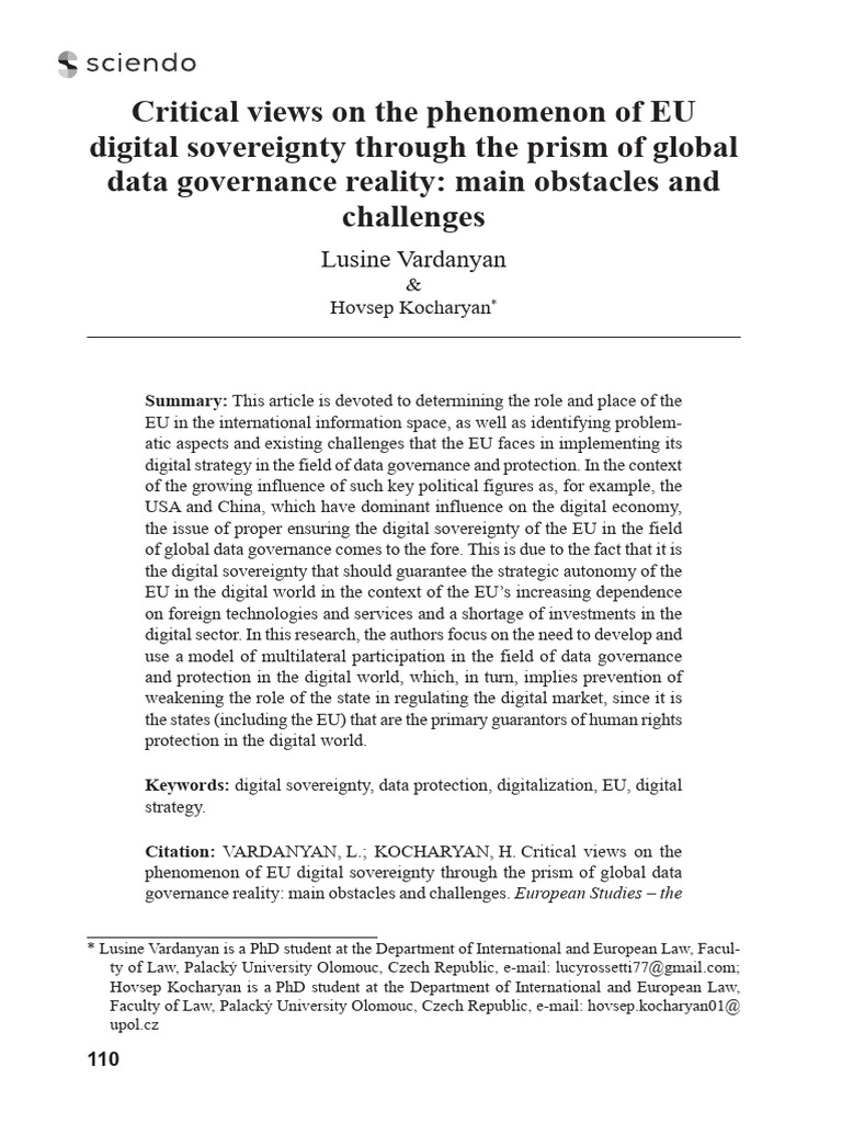 Critical Views On The Phenomenon of EU Digital Sovereignty Through The ...