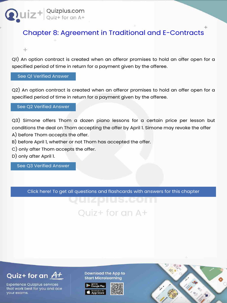 An Option Contract Is Created When An Offeror Promises To Hold An Offer ...