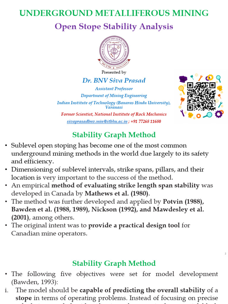 Open Stope Stability Analysis | PDF | Stress (Mechanics) | Length