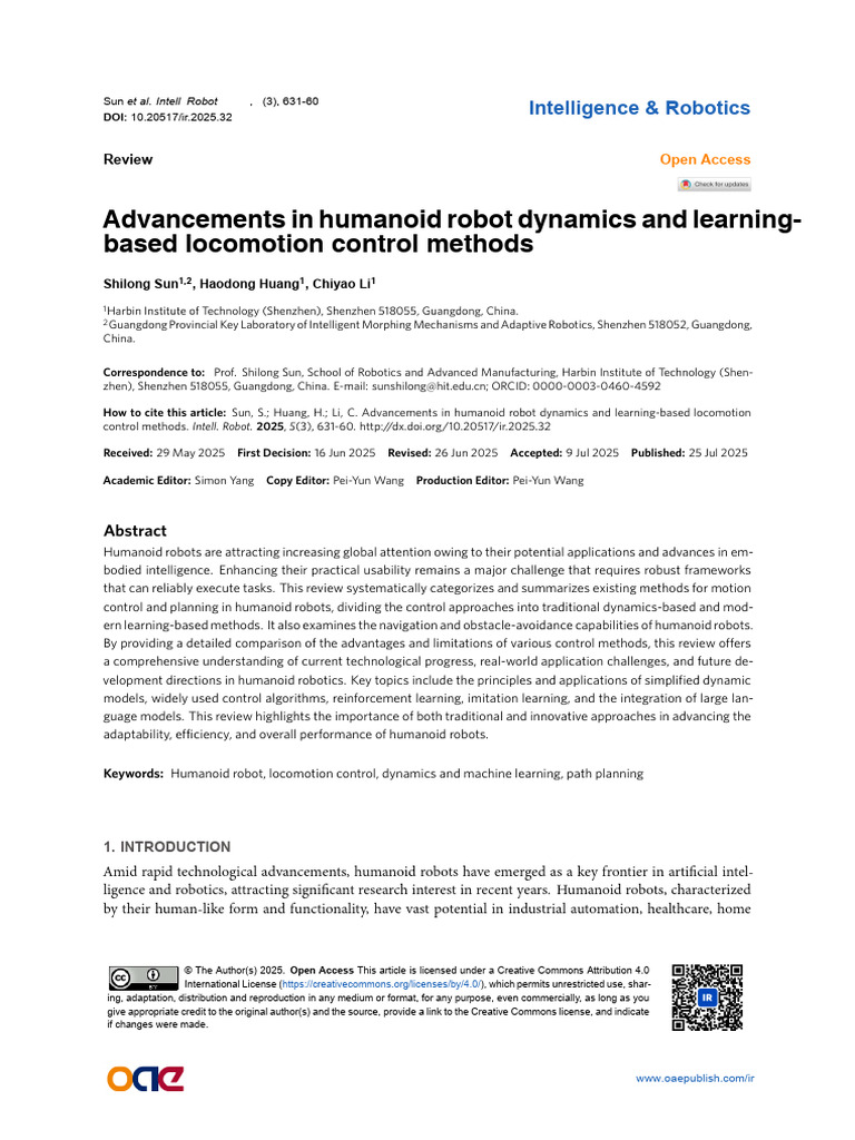 Advancements in Humanoid Robot Dynamics and Learning Based Locomotion ...