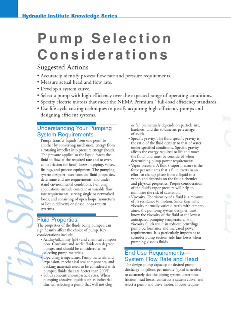 Pump Selection Consideration by Hydrauli | PDF | Pump | Viscosity