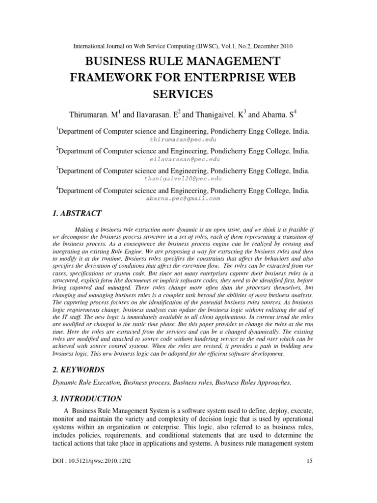 Business Rule Management Framework For Enterprise Web Services | PDF ...