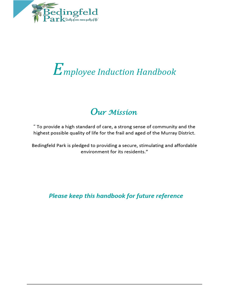 Employee Induction Handbook | PDF | Occupational Safety And Health ...