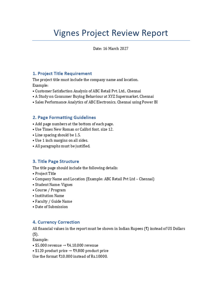 Vignes Project Review Report | PDF | Retail | Business
