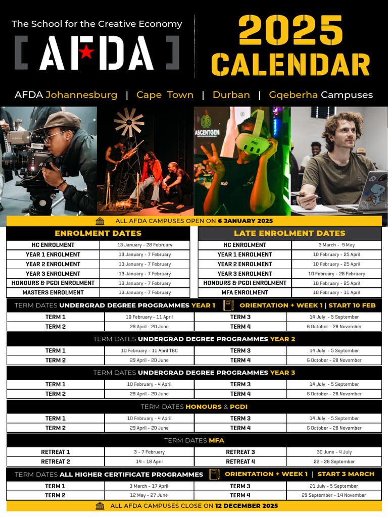 AFDA Calendar 2025 | PDF