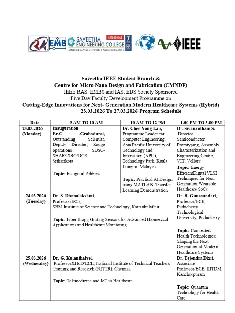 IEEE FDP Schedule - Session | PDF | Electronic Engineering | Electronics