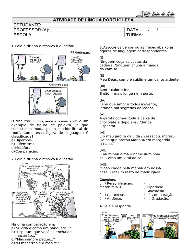 Figuras de Linguagem - Tudo Sala de Aula | PDF | Metáfora