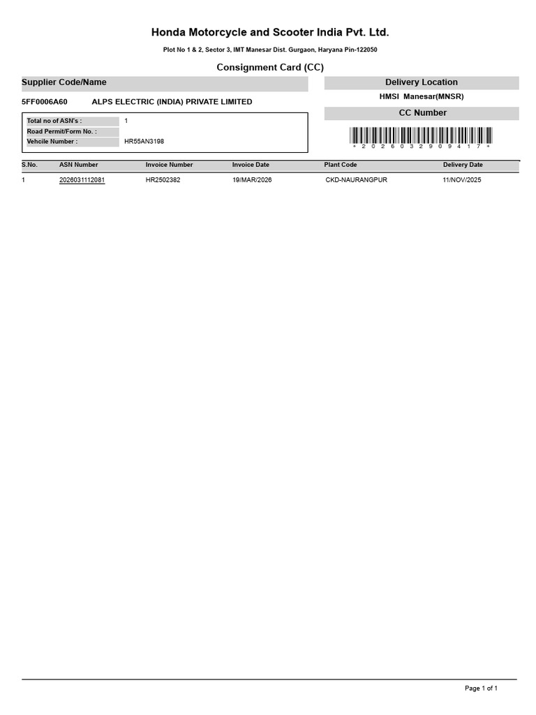 CRV Consignment Card Report - 2026-03-19T175921.310 | PDF