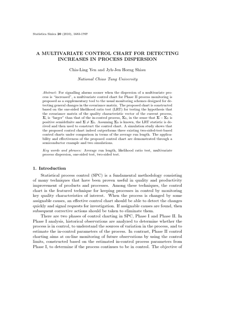 A Multivariate Control Chart For Detecting Increases in Process ...