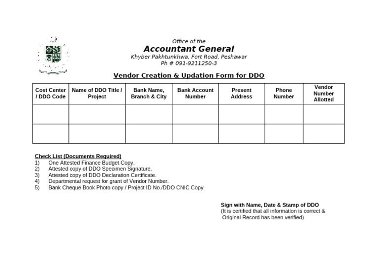 Vendor Form For Ddo | PDF