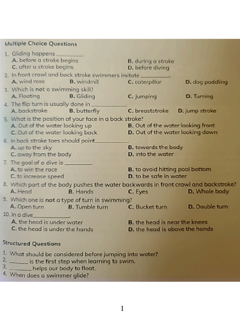 Grade 5 Aquatics Revision | PDF