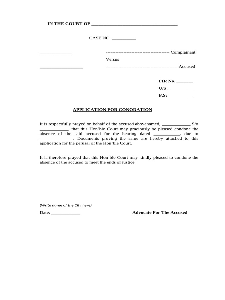 Condonation Application | PDF