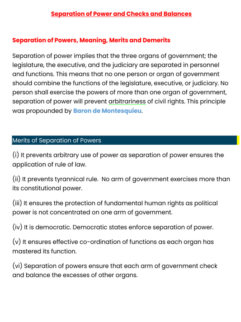 3.1 Separation of Power and Checks and Balances | PDF