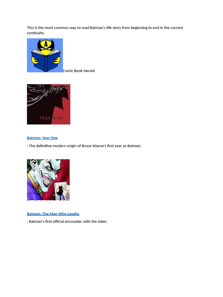 This Is The Most Common Way To Read Batman | PDF