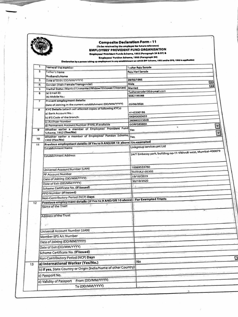 Composite Declaration Form-11 | PDF
