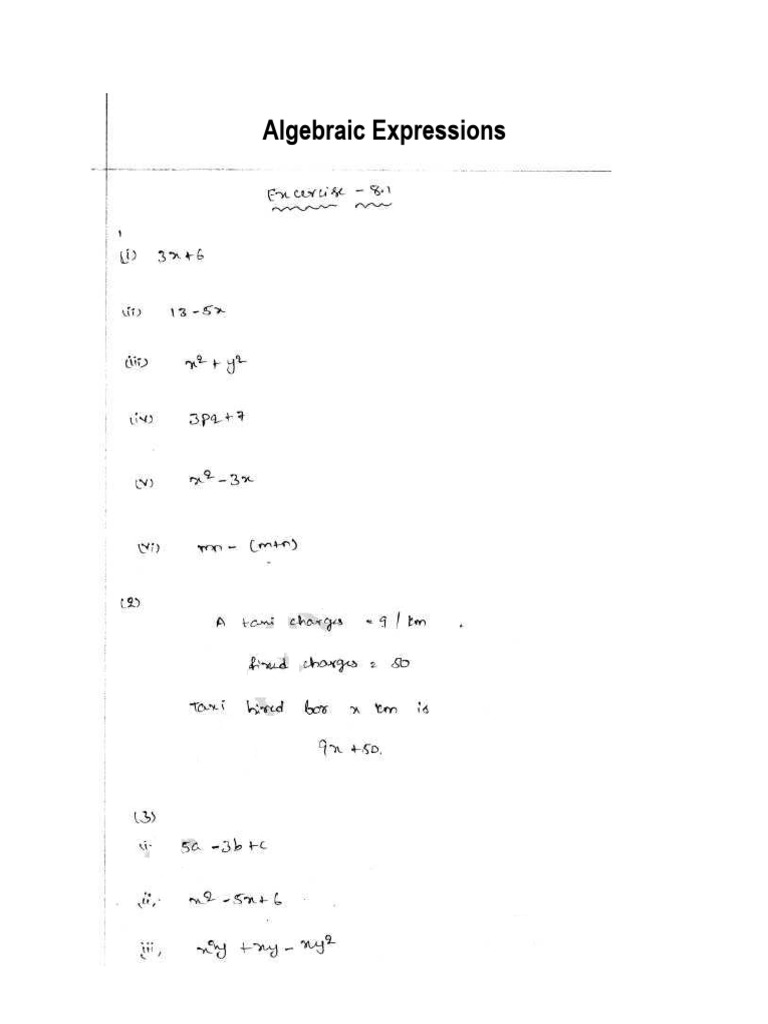 Algebraic Expressions | PDF