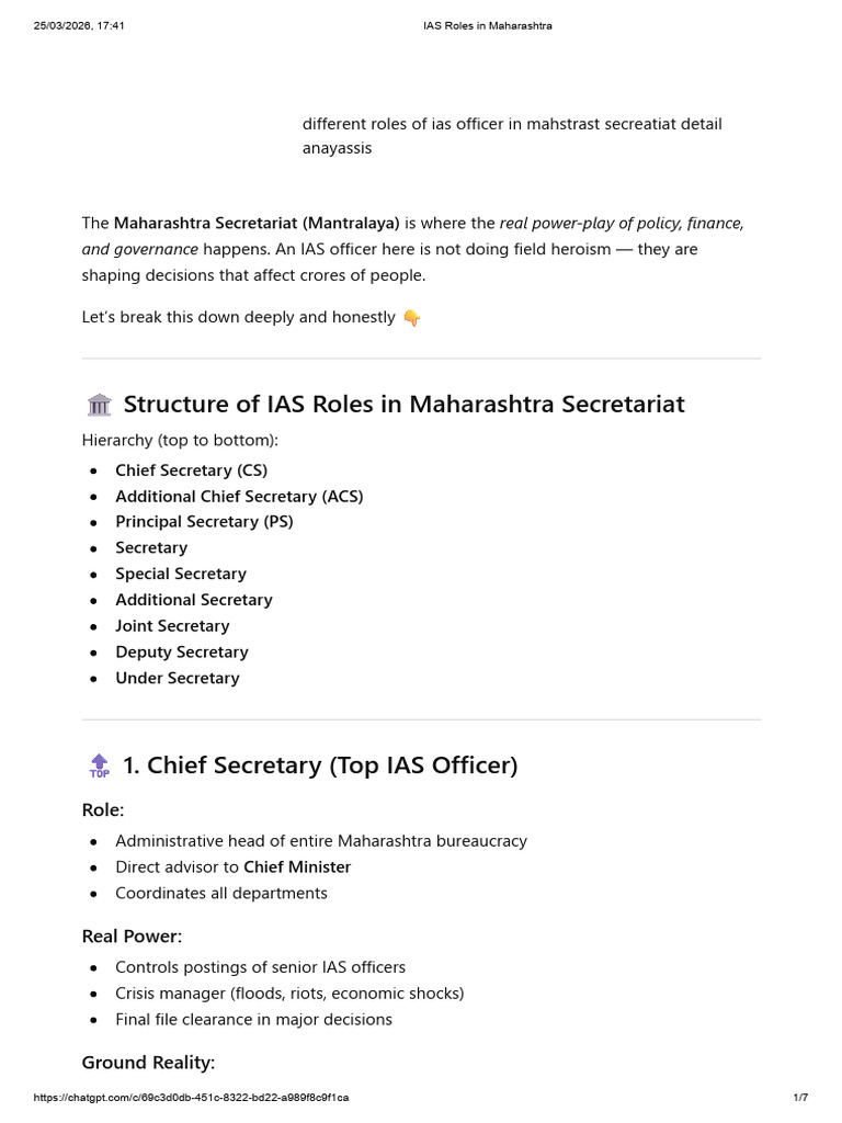 IAS Roles in Maharashtra | PDF