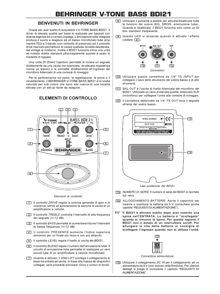 Manuale Behringer bd21 | PDF