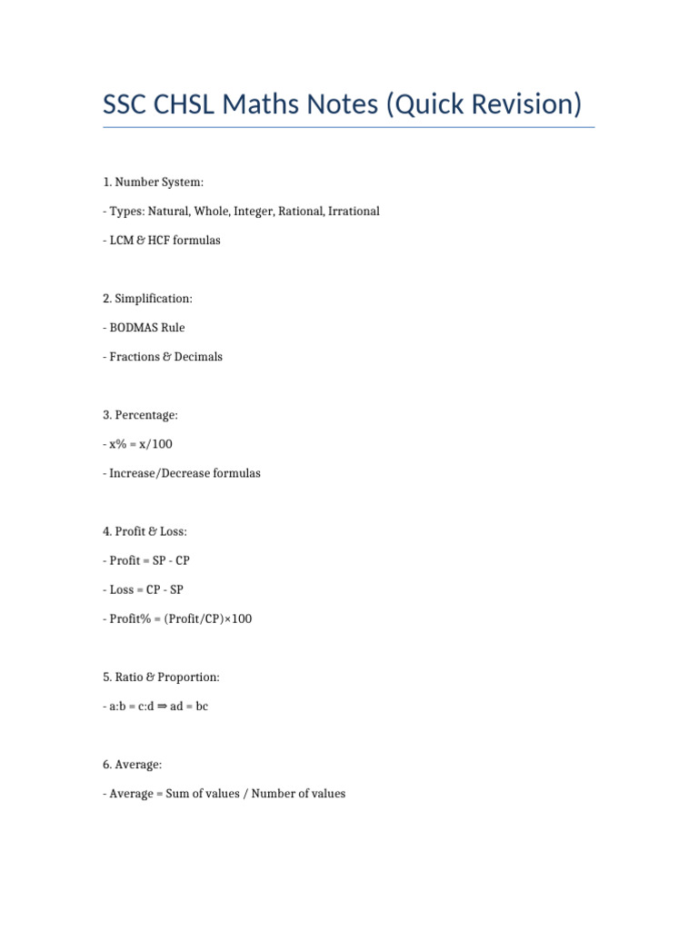 SSC CHSL 2023 Maths Notes | PDF