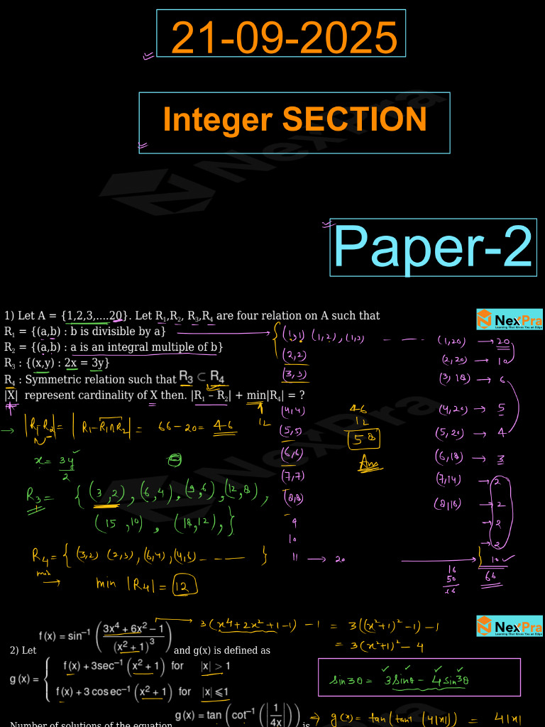 Pre Score T - 1 P - 2 Integer Section | PDF