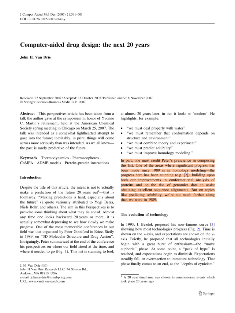 2007 - Computer-Aided Drug Design - The Next 20 Years | PDF