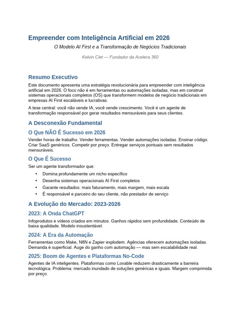 Empreender Com IA 2026 Modelo AI First | PDF