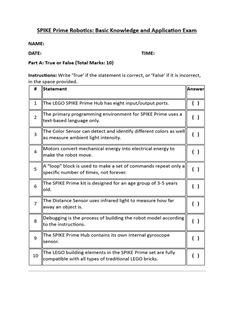 Spike Prime Basic 40Q | PDF