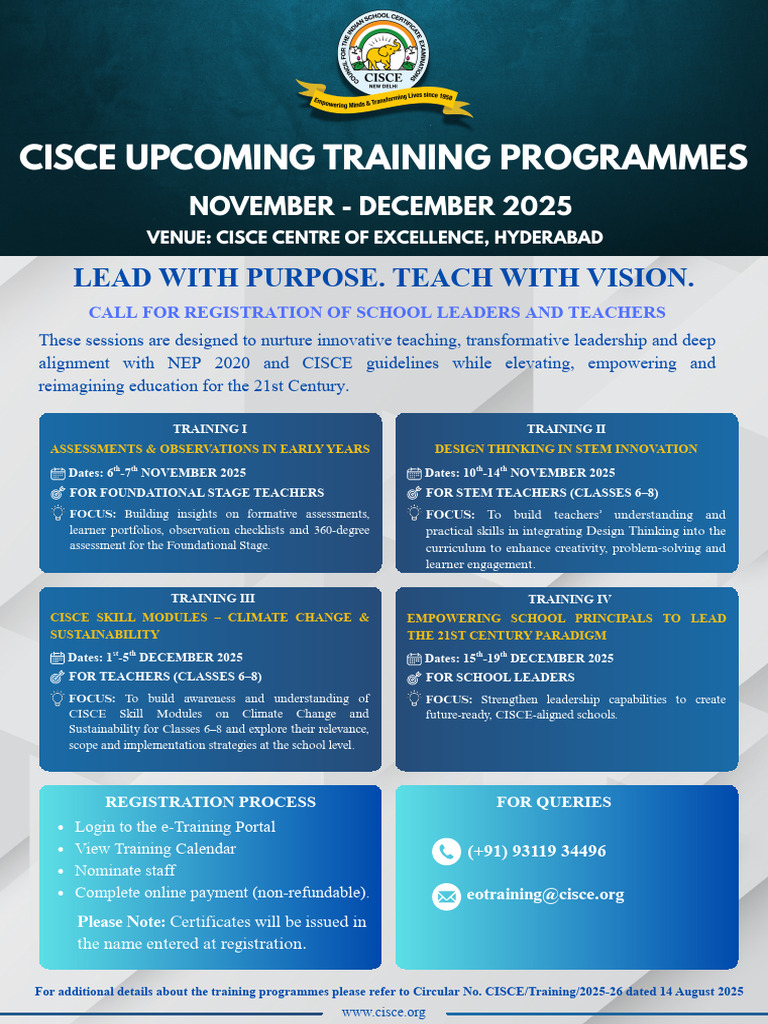 CISCE Training Programs Reminder | PDF | Intelligence | Behavior ...