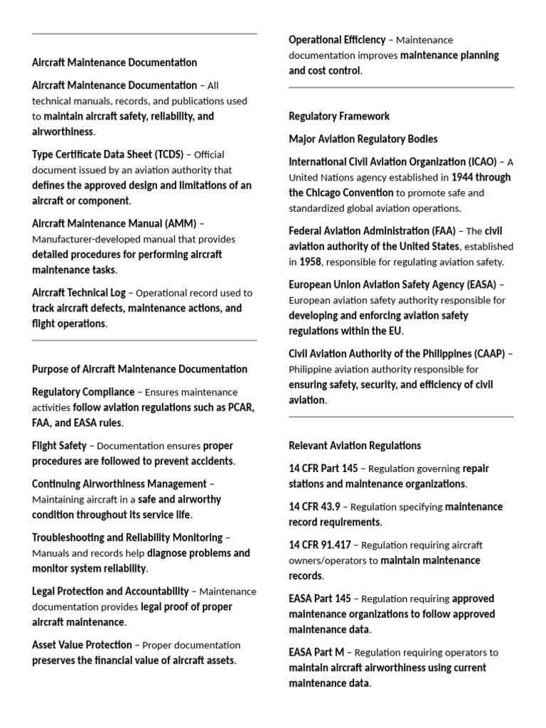 Aircraft Maintenance Documentation | PDF