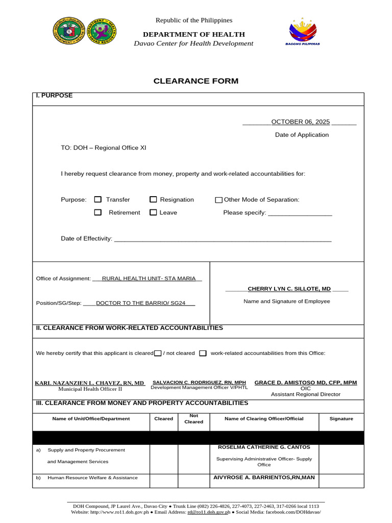 Clearance Form | PDF