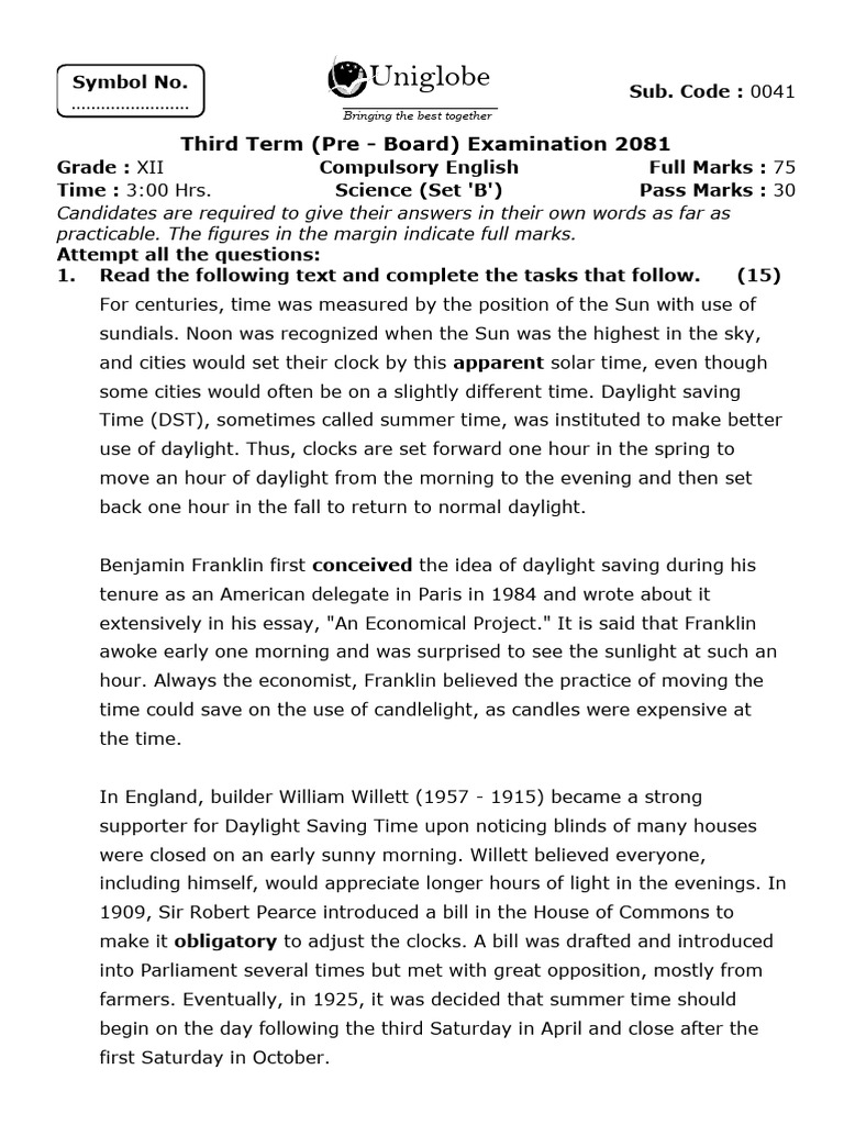 0041 Compulsory English Science Set B | PDF