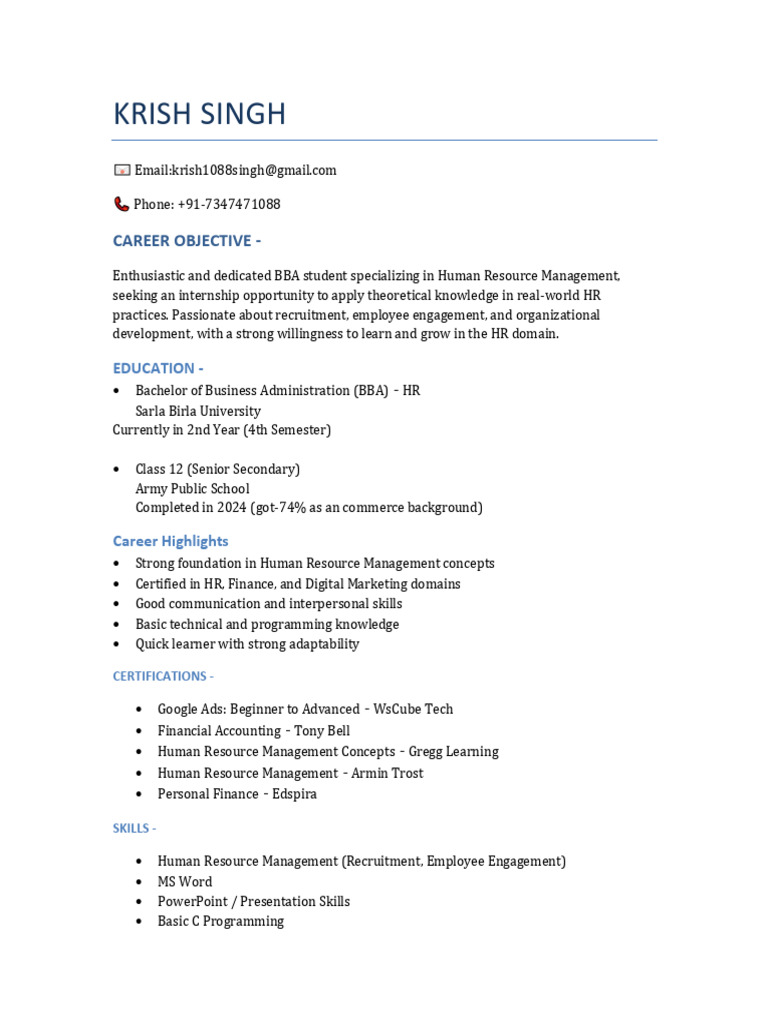 Krish Singh CV | PDF
