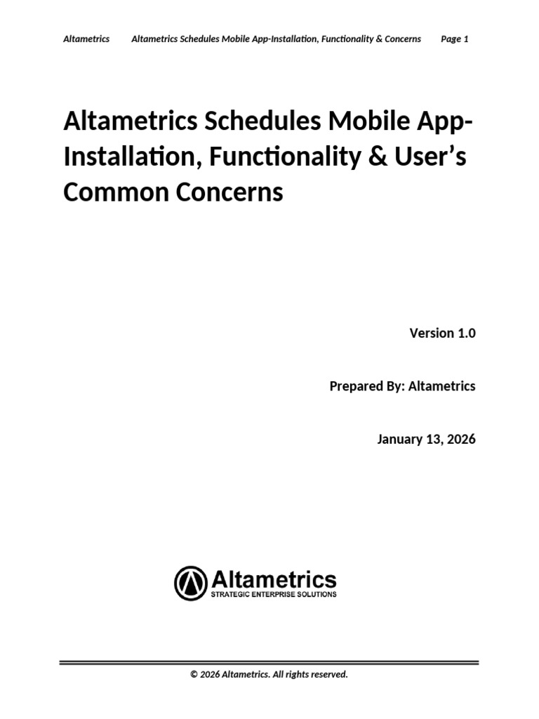 Altametrics Schedule Mobile App - Doc 2 | PDF