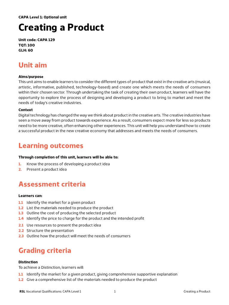 CAPA 129 Creating A Product | PDF