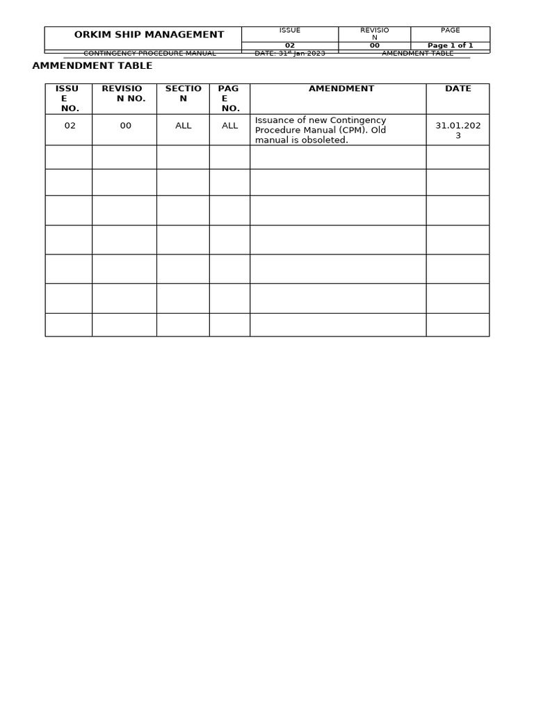 05-10 Contingency Procedure Manual - CPM - Version 2 - Rev - AMMENDMENT ...