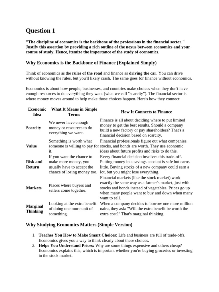 Why Economics Is The Backbone of Finance (Explained Simply) | PDF